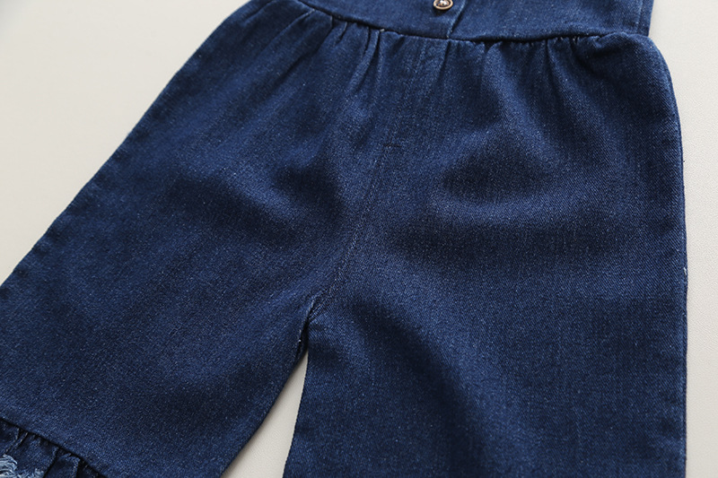 Kid's Clothing Autumn children's clothing solid color half turtleneck bottoming shirt denim wide leg pants suspenders small bag cute girls 2 pieces_voghion.com