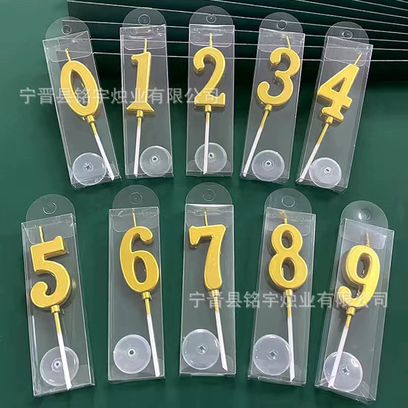 Оптовые новые свечи с золотыми цифрами для детей 0-9, украшения для первого дня рождения, позолоченные свечи в упаковке из ПВХ