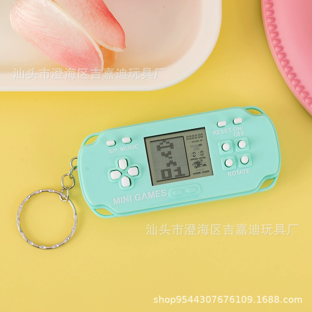 Tetris Keychain Game Console, Mini Rectangular Retro Electronic, 26 Modes, LR44