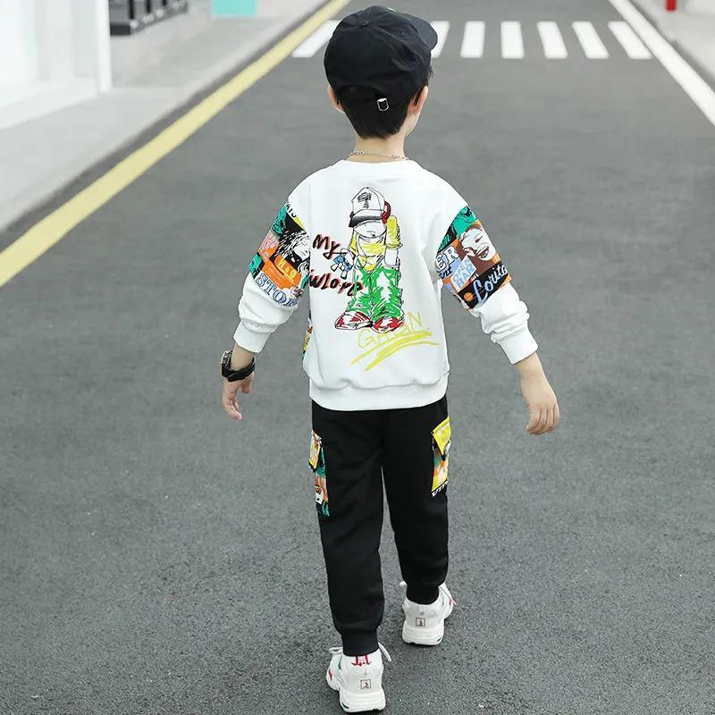 Pull de sport pour garçons, ensemble deux pièces de taille moyenne, pour grands enfants, nouvelle collection automne 2023_voghion.com