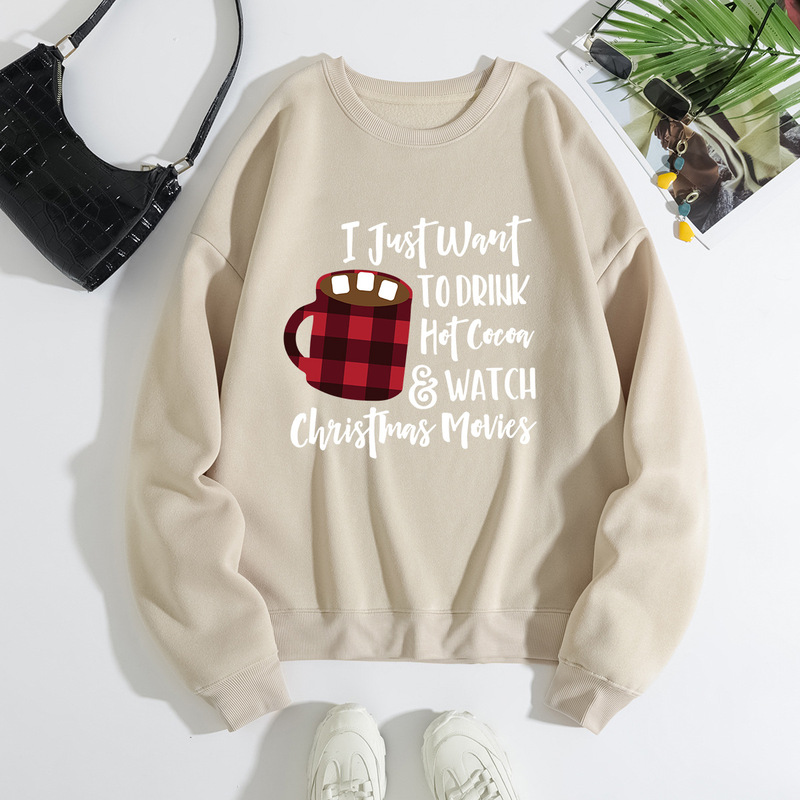 2025 アマゾン貿易ヨーロッパサイズヨーロッパとアメリカの服ルーズラウンドネック長袖ベルベットスウェットシャツレディースジャケットメリークリスマス|undefined