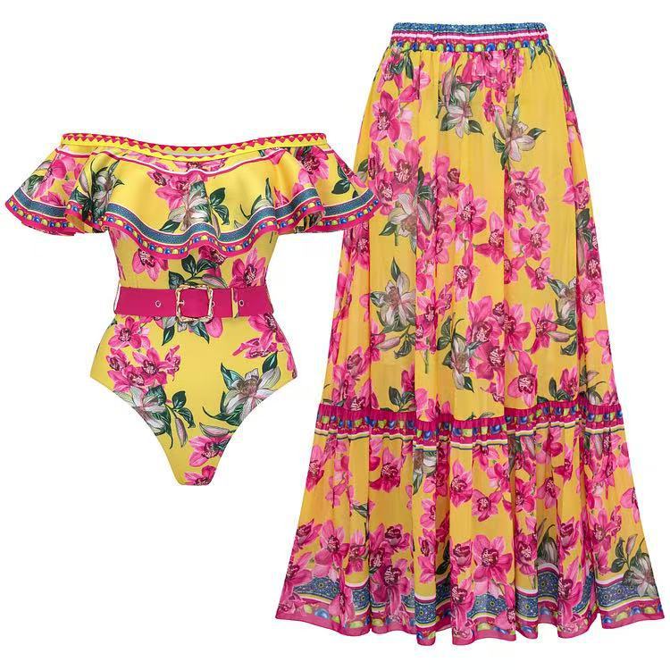 Sexy Badeanzug-Set für Damen mit Chiffonrock und Retro-Print – perfekt für den Frühling/Sommerurlaub_voghion.com