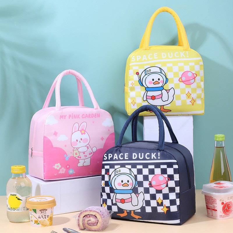 Bolsa de lonchera de dibujos animados Bolsa de almuerzo para estudiantes lindos y divertidos Bolsa de almuerzo para ir a la escuela con bolsa de almuerzo portátil Bolsa de aislamiento Bolsa de viaje