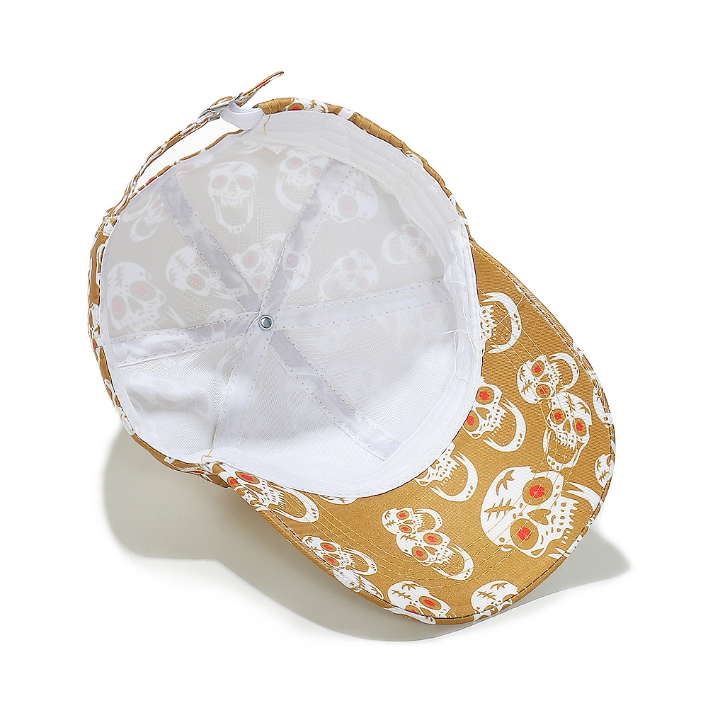 Curved Eaves Rim Women's Exaggerated Punk Streetwear Skull Printing Curved Eaves Baseball Cap