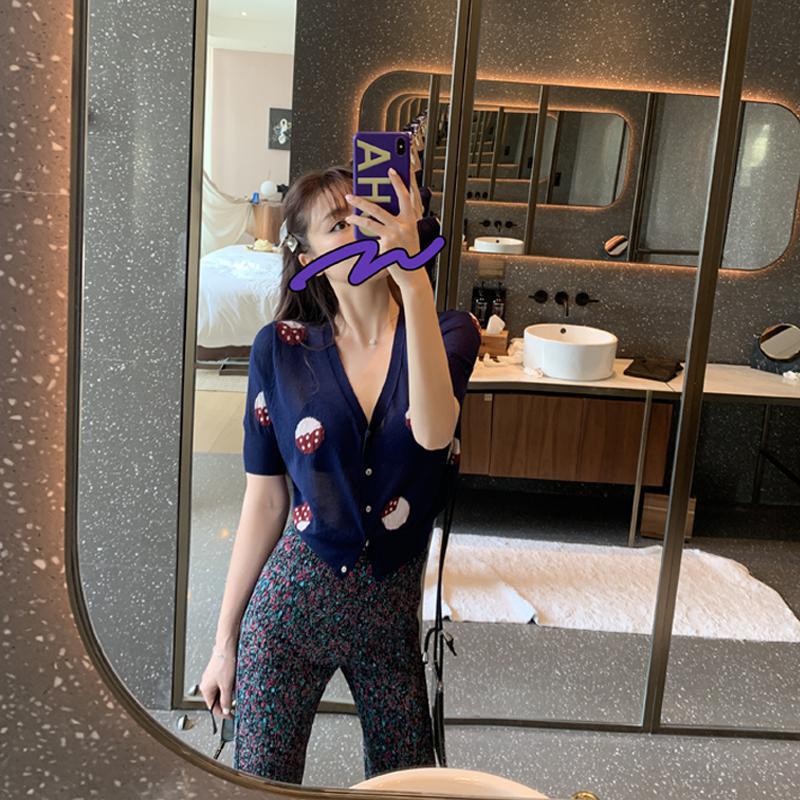 Clearance is not refunded: small strawberry knitted coat thin sunscreen loose linen jacquard cardigan jacket