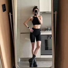 lulu fend瑜伽短裤女高腰修身弹力提臀五分裤骑行跑步健身运动裤