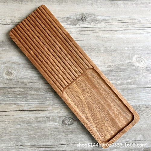 Japanese wave pattern tray Ins style bread plate wooden fragrance ornament Udine wood afternoon tea snack plate