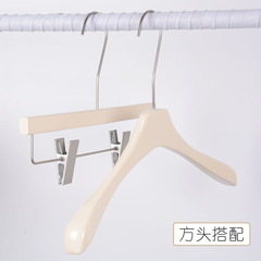 Clothing store hangers wholesale women's milk white solid wood hangers Korean version adult non-slip wooden clothes support trouser rack
