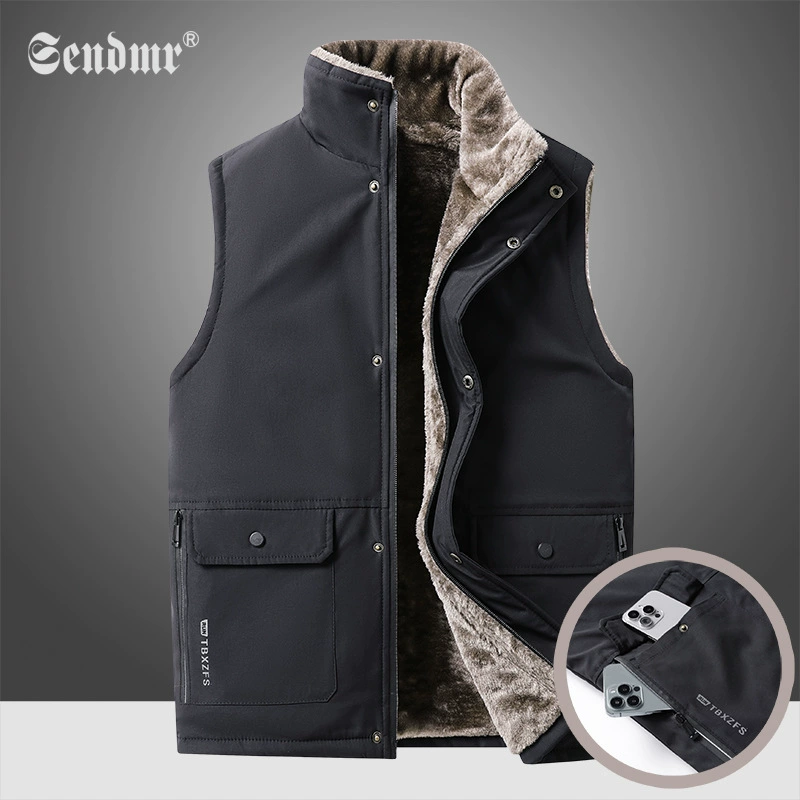 Осень и зима утолщенный хлопковый жилет на открытом воздухе