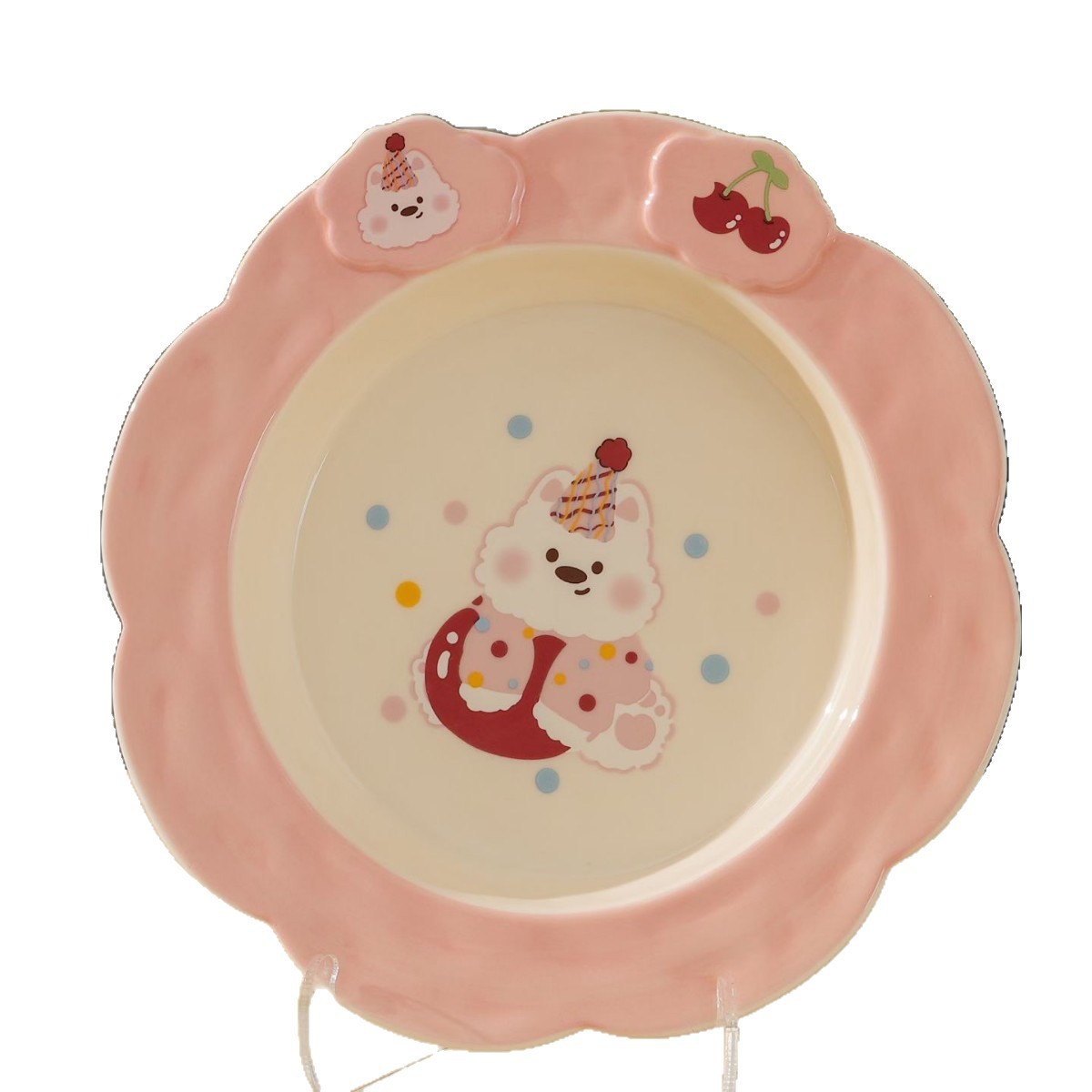 Personalidad creativa de dibujos animados plato de cerámica de animales encantador vajilla acompañante regalo lindo divertido plato de encaje hecho a mano en relieve plato de postre
