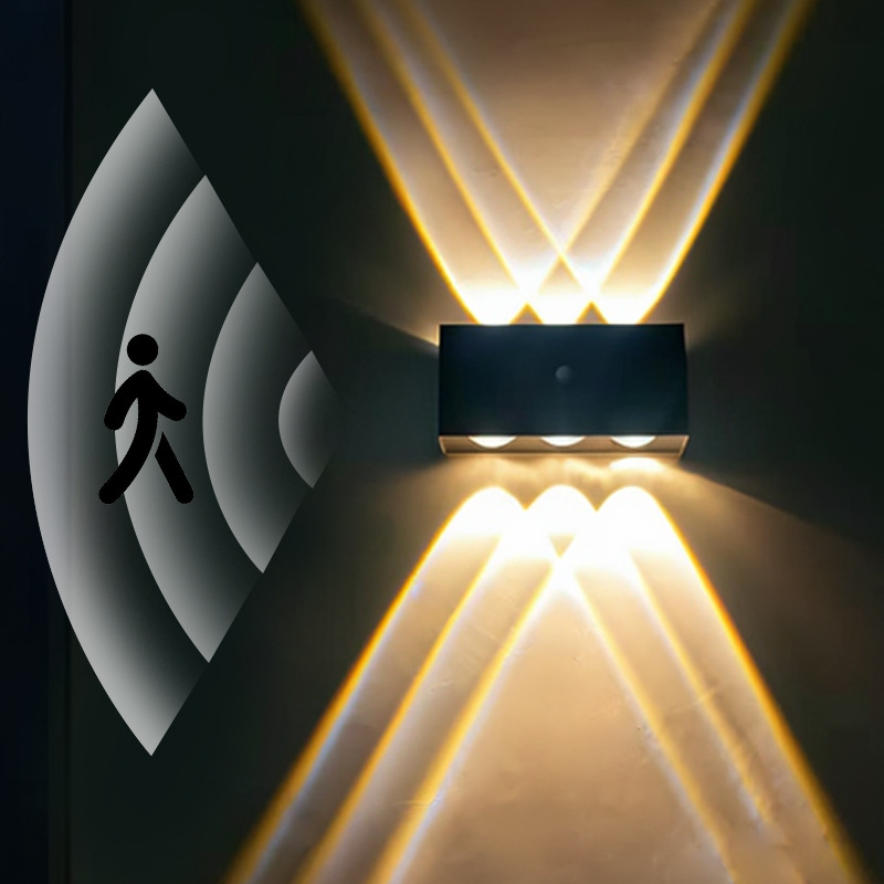 Lámpara de pared de inducción transfronteriza luminosa al aire libre, pasillo, dormitorio, puerta LED aluminio lámpara de pared