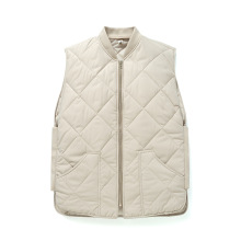 冬季日系复古设计感菱形格棒球领棉马甲宽松加厚马夹男女外穿运动