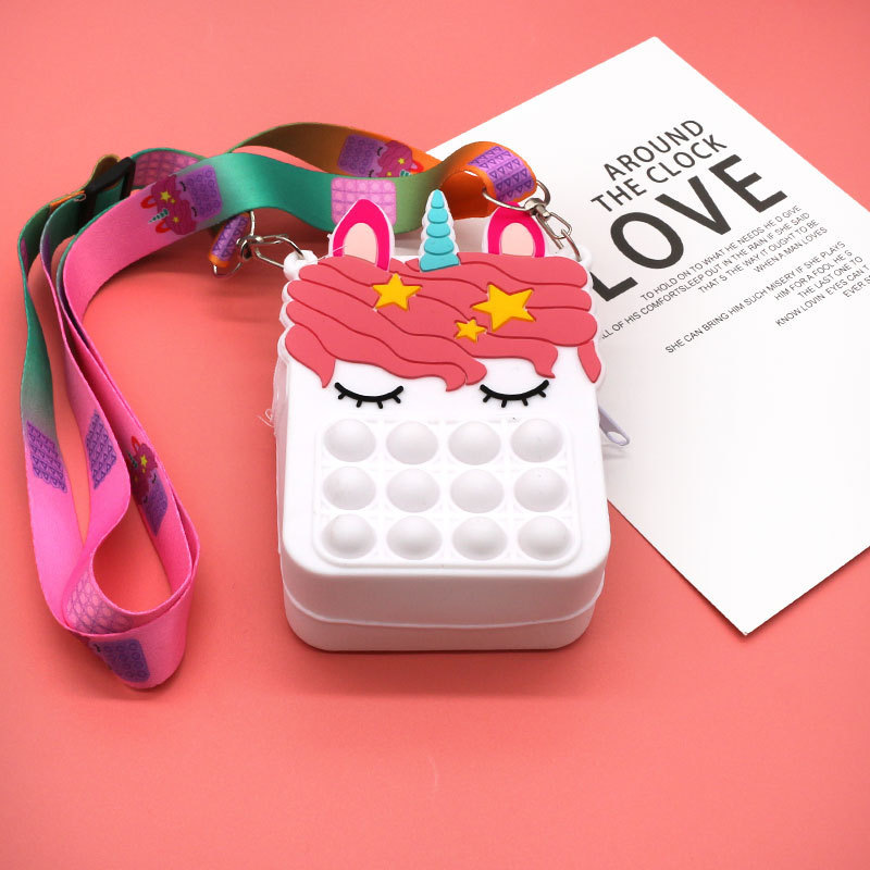 Ratón asesino Pioneer prensa bolsa de hombro de color unicornio bolsa de los niños bolsa de mensajero cuadrado fresa monedero