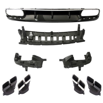Suitable for Mercedes-Benz (16-20) S-Class two-door C217 upgraded to S63/S65 rear lip and exhaust tip, factory direct sales (Fixed wind wing) - s63-black-rear-lip-silver-shiny-trim-separate-silver-tailpipe