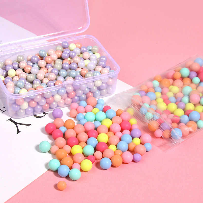 Acrylic holeless macaron color pearlescent round beads cream glue DIY phone case hair clip scattered beads material storage box