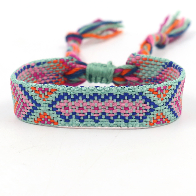 Nueva Cruz-frontera popular de color bohemio tejido pulsera fans correa de muñeca pulsera de la Amistad artística