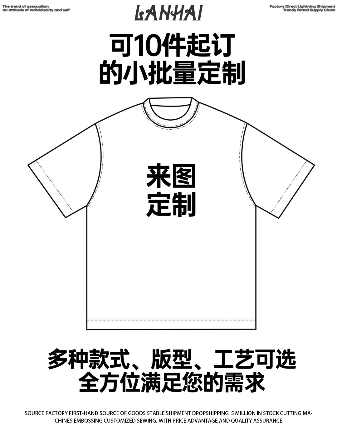 LANHAI MEN'S | 春夏ウォッシュド270gリバースカーフィッティングルーズソリッドカラートレンディブランドヘビーウェイトピュアコットンオフショルダー半袖Tシャツ