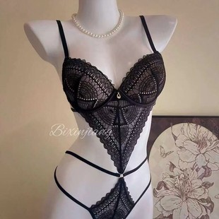 Sexy Hot French Style Underwear suit Women Sexy Push-up Sling One-piece Lace Soft Steel Ring Push-up Bra for Women