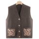 Foreign Style Grandma V-neck Knitted Vest Women's Cardigan 2025 Autumn New Mom Sweater Waistcoat Outer Wear