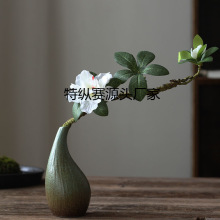 宋式美学花瓶宋代摆件禅意粗陶土瓷器单只花插客厅家居装饰小口径