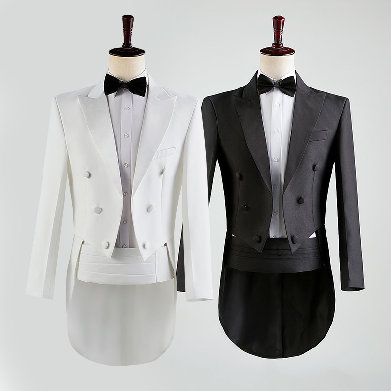 Performance Clothing Men's Stage Performance Men's Suit British Court Tuxedo Mid-length Formal Dress Men's Suit