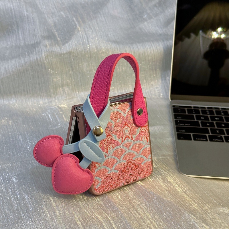 Pink Auspicious Cloud Pattern Suitable for Huawei Pocket2 Mobile Phone Case Foldableing Screen Mixflip Leather Hard Shell Wristband for Girls Pink Auspicious Cloud Pattern Suitable for Huawei Pocket2 Mobile Phone Case Foldableing Screen Mixflip Leather Hard Shell Wristband for Girls