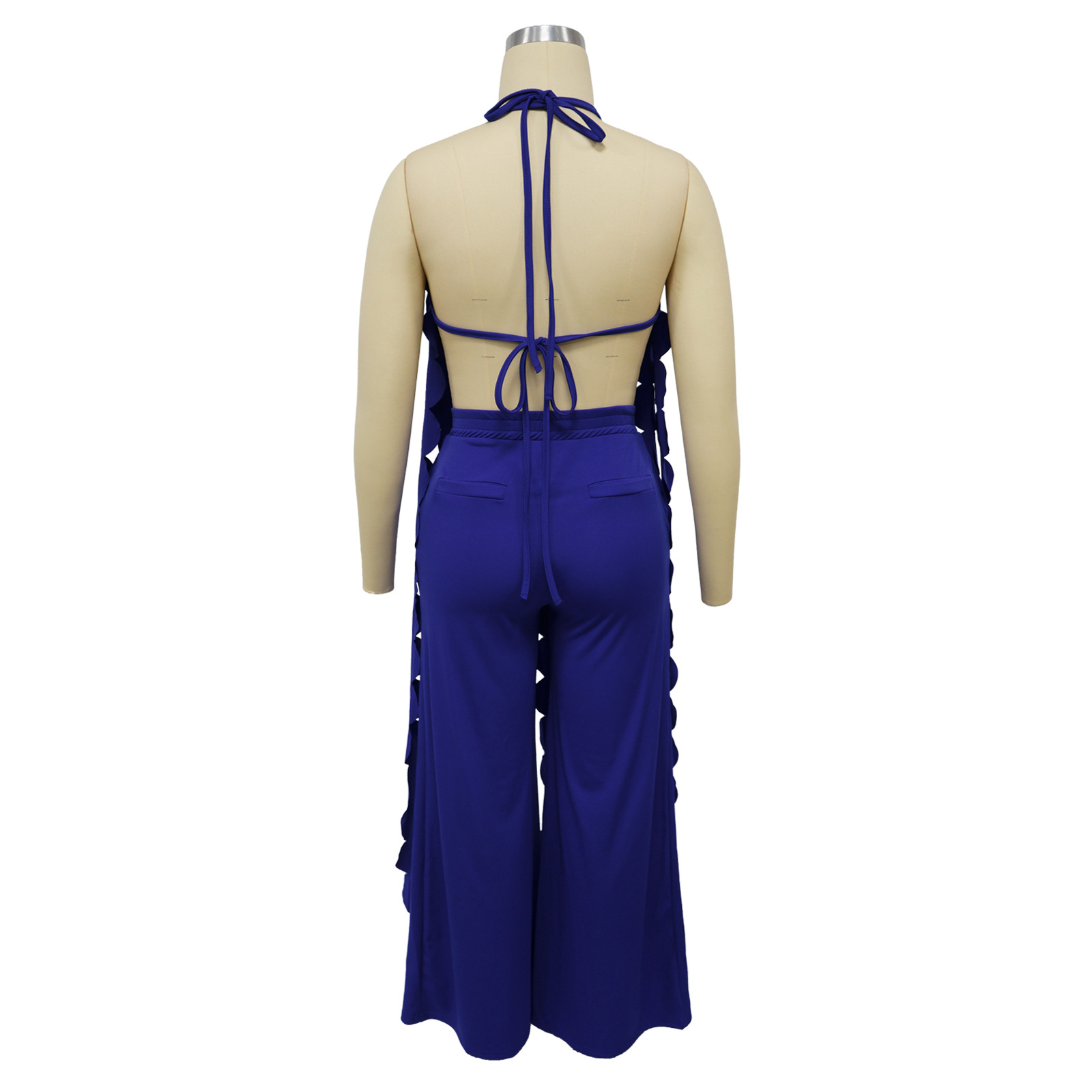 591g Weight Sleeveless Sleeve Length Spandex, Polyester Fabric Type Pant Co-ord Set Sets Type 2 Pieces Set Quantity Holiday, Street Occasion Halter Neck Neckline Loose Fit Type Solid Color Pattern Summer Season Women's Gender Backless Design Sexy, Streetwear Style Holiday Street Women's Sexy Streetwear Solid Color Spandex Polyester Backless Pant Co-ord Set Pants Sets 50
