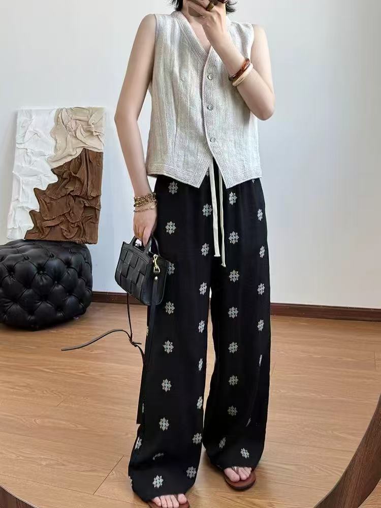 [5 días de preventa] [Pantalones de seda de algodón] Pantalones de pijama de seda de algodón para mujer