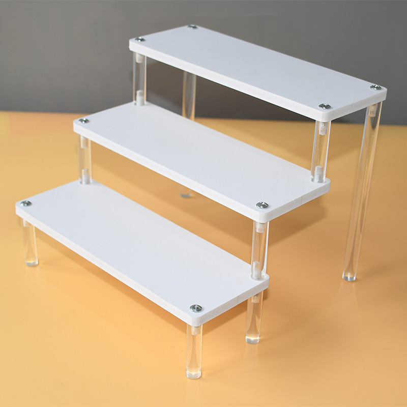 Simple acrylic step shelf white blind box storage rack action figure doll model binary display display stand