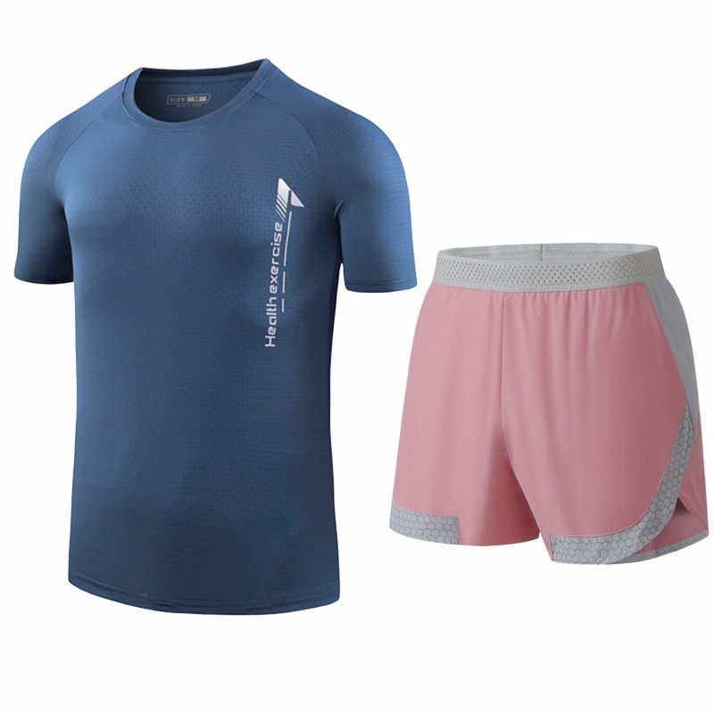 Traje deportivo de seda de hielo para hombres secado rápido transpirable verano delgado para correr manga corta para hombres suelta moda de tamaño grande