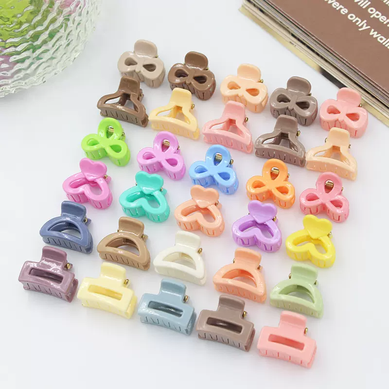 BB夹塑料2cm马卡龙小抓夹儿童迷你小发夹编发卡发爪侧边夹鲨鱼夹