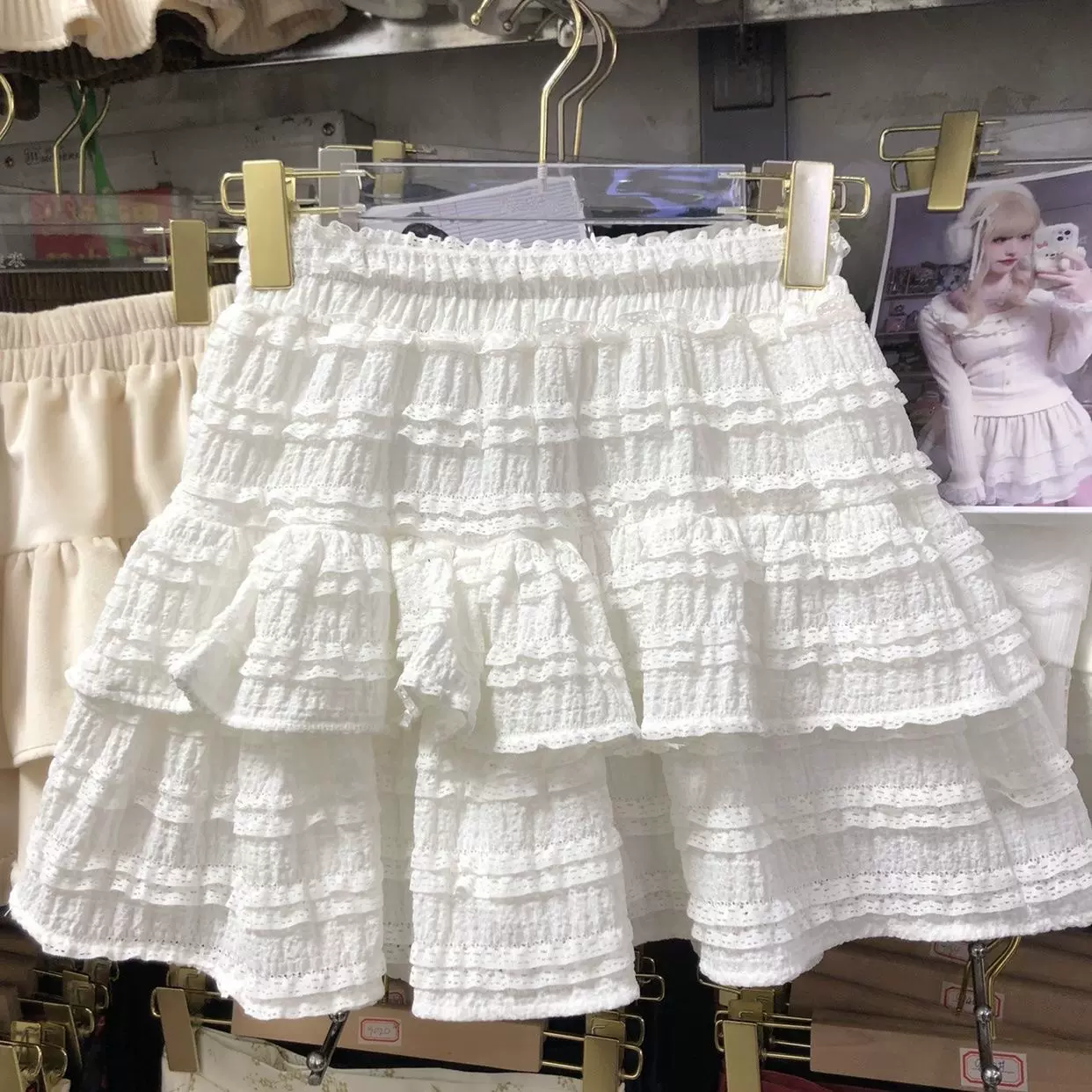 芭蕾风小个子白色蛋糕裙女夏季高腰显瘦半裙a字蓬蓬短裙半身裙