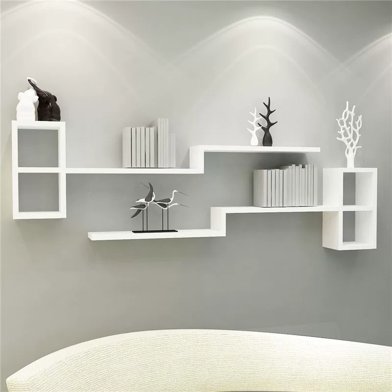 Оформление стен гостиной Книжные полки Настенная полка Спальня Прикроватная перегородка настенная простая для хранения креативная решётка