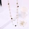 Long necklace from pearl, demi-season fashionable accessory, universal sweater, decorations, Chanel style
