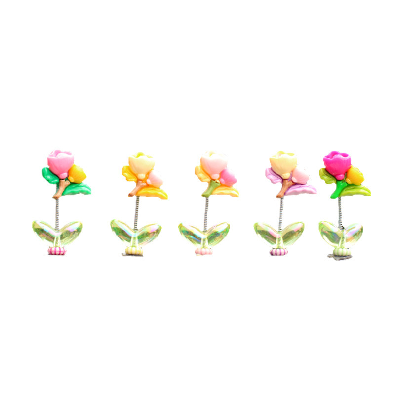 Nuevos adornos de automóviles de tulipanes para niñas decoración de consola central de automóviles frescos adornos de flores de cabeza