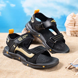 Factory wholesale boys sandals 2024 new Korean version of the big children's summer baby children's non-slip soft-soled beach shoes