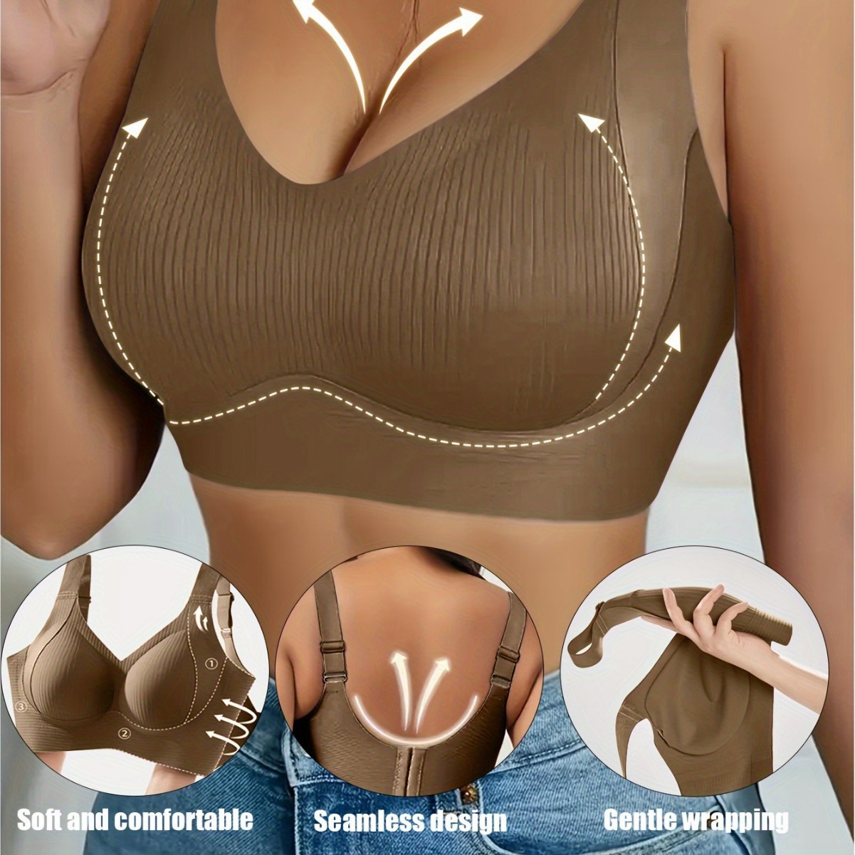 Ventas en caliente transfronterizas cómodas ajustables correa de hombro ancha ropa interior elástica de color sólido para mujeres sujetadores de pecho
