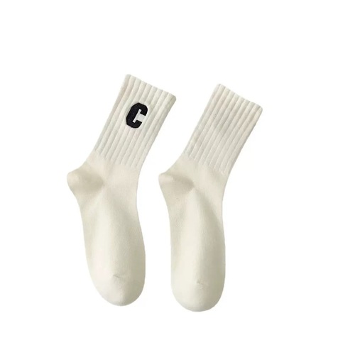 Zhuji Socks Lady Autumn Mid-Calf Socks Versatile Shark Tights Sporty Casual Mid-Calf Socks Milk Tea Color Cotton Socks