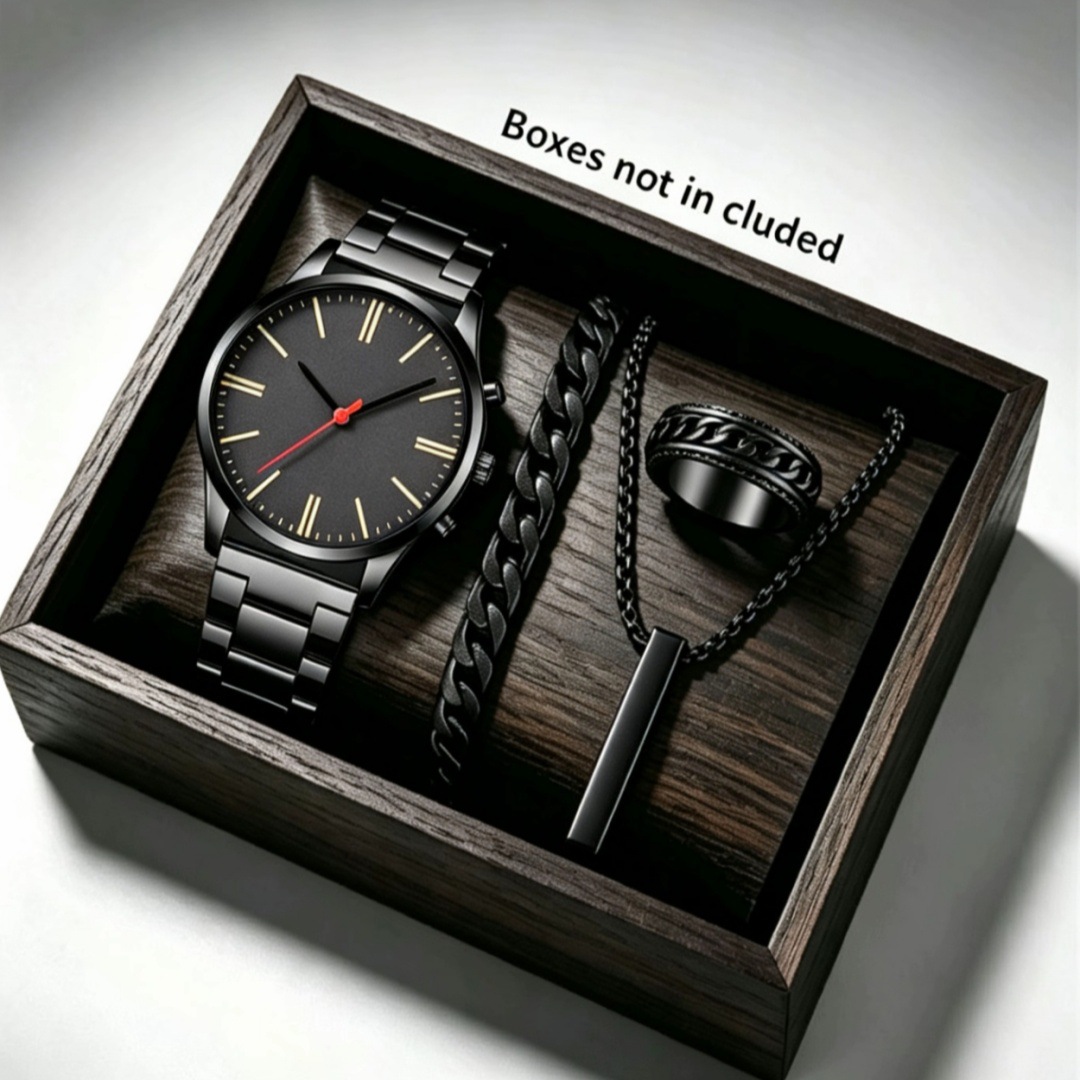 Calendario de moda clásica de moda de hombre al por mayor reloj de pulsera reloj de correa de acero reloj de negocios conjunto transfronterizo