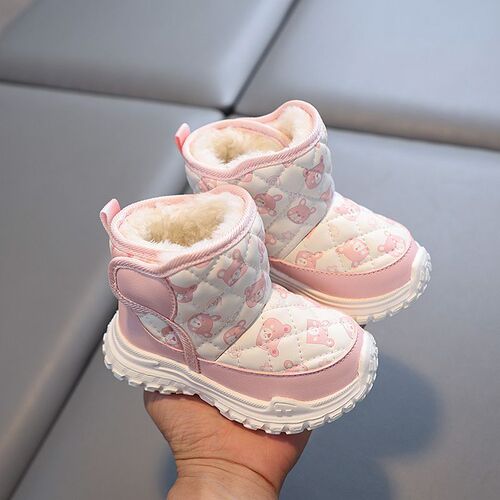 Autumn and Winter Snow Boots for Baby Boys, Fleece-Lined Cotton Shoes for Kids, Toddler First-Walker Shoes, Soft-Soled Baby Shoes for Girls, 3-Year-Olds, Winter 2