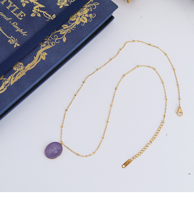 9g Weight Shell Inlay Material Necklace Classification 1 Piece Quantity Wedding Occasion Titanium Steel Material Geometric Pattern Women'S Gender Retro Style Retro Geometric Titanium Steel Shell Necklace 1 Piece 9