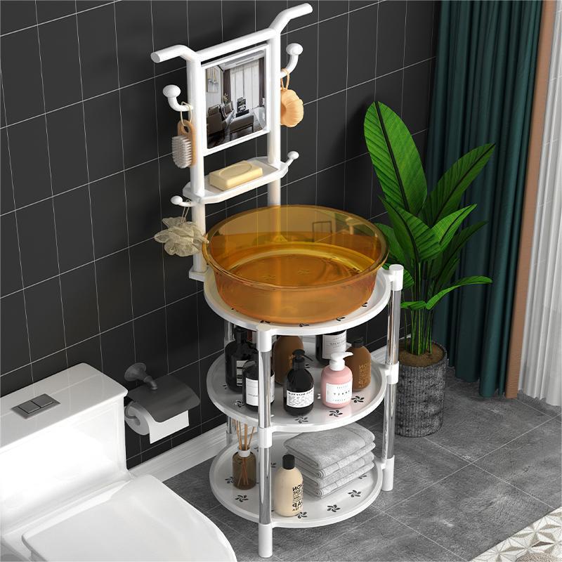 Floor-Standing Washbasin Rack for Home Use in Rural Areas, Sturdy Bathroom Storage Rack, Multi-Layer Triangular Organizer