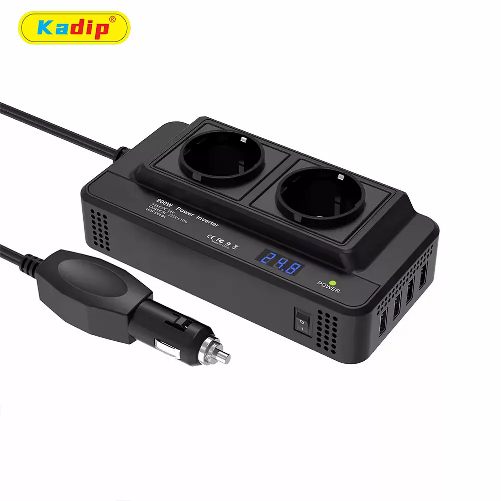 厂家供应200W车载逆变器12V转220V电源变压转换器欧规插座汽车