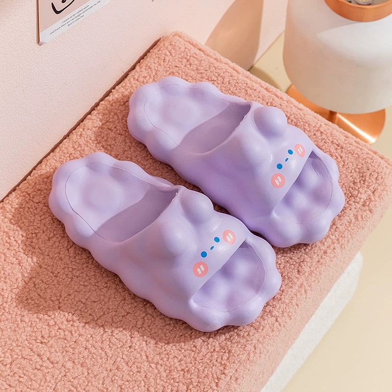 Mesh Slide Slippers, Cute Cloud Rabbit Design, Non-slip, 4 cm Thick Sole