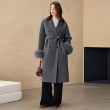 2025秋冬韩系气质狐狸毛大衣女休闲羊驼毛外套长款呢子双面呢大衣