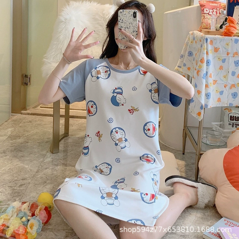 Ночная рубашка для грудного вскармливания Летняя дышащая тонкая исходящая Послеродовая ночная рубашка для беременных с короткими рукавами для платья Месячная ночная рубашка для грудного вскармливания