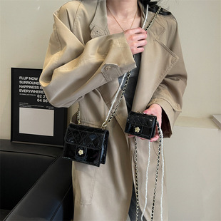 High-end Super Popular Silver Bag for Women 2024 New Fashion Pearl Chain Crossbody Bag Mini Versatile Lipstick Bag