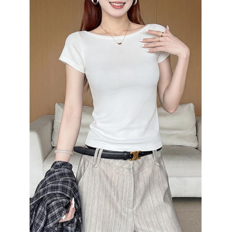2026 New Style One-Shoulder Short-Sleeved Women's Off-The-Shoulder Slim-Fitting, Slimming, Sexy and Versatile Top for Summer Wear T-Shirt 2026 New Style One-Shoulder Short-Sleeved Women's Off-The-Shoulder Slim-Fitting, Slimming, Sexy and Versatile Top for Summer Wear T-Shirt