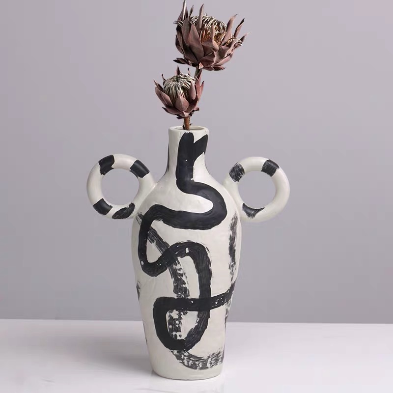Vaso moderno simples escandinavo normcore pintura a tinta ornamentos de resina ornamentos de flores modelo sala de estar decorações suaves