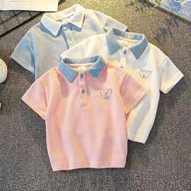 男女童短袖T恤2024年夏季儿童polo衫体恤宝宝夏装男孩半袖潮洋气